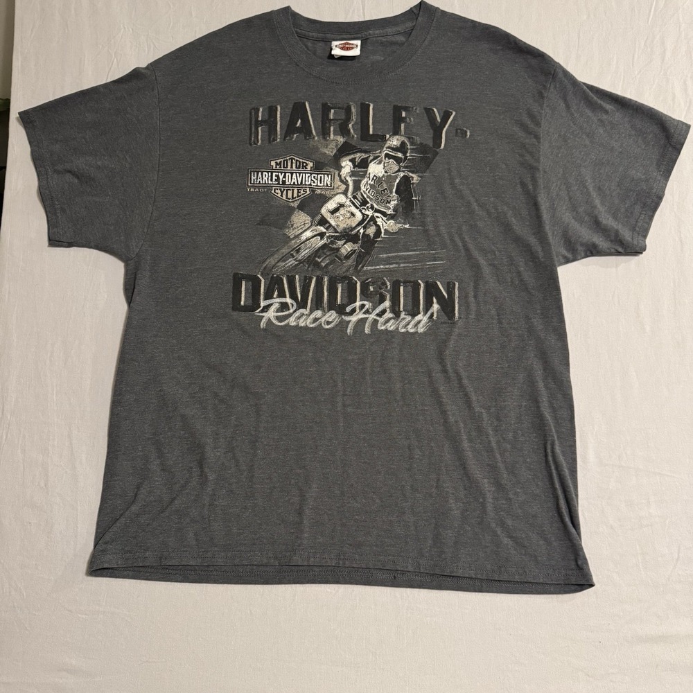 Harley Davidson T-Shirt Men's XL Nebraska Motorcycles Racing Gray Casual Stretch